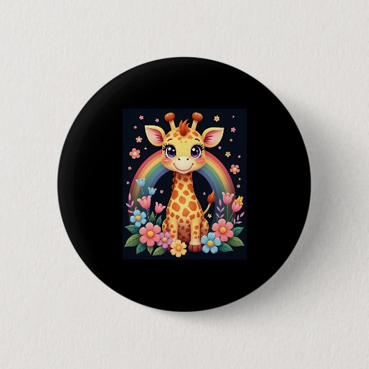 Giraffe Lovers T-shirt Ronde Button 5,7 Cm (Voorkant)