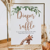 Giraffe luier loterij baby shower spel teken poster