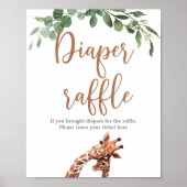 Giraffe luier loterij baby shower spel teken poster (Voorkant)