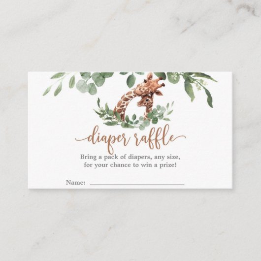 Giraffe Luier Raffle Baby shower Behuizing Kaart (Voorkant)