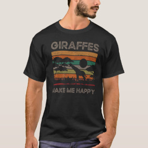 Giraffe maakt me blij met de oudste dierlange nek t-shirt