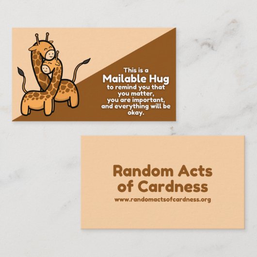 Giraffe Mailable Hug Insert-kaarten Contactkaartje (Voorkant / Achterkant)