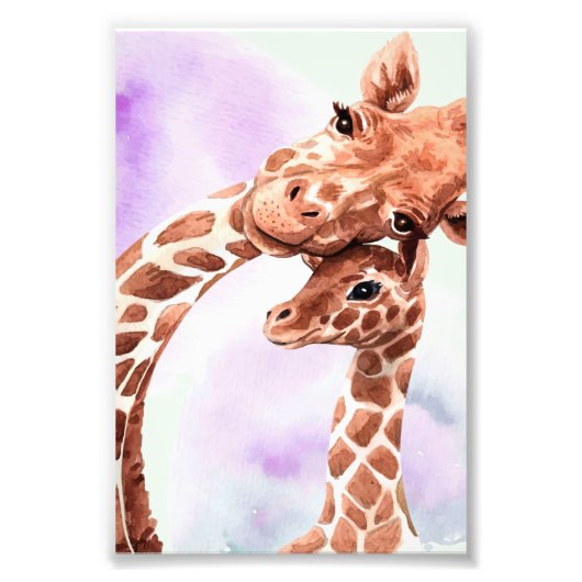 Giraffe mam en Baby, cadeau voor dochter Foto Afdruk (Voorkant)