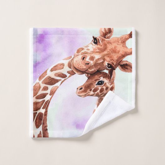 Giraffe mam en Baby, cadeau voor dochter Washandje (Wasdoekje)