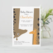 Giraffe Mam en Baby Cute Baby shower Kaart (Staand voorkant)