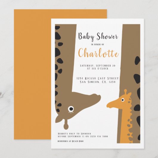 Giraffe Mam en Baby Cute Baby shower Kaart (Voorkant / Achterkant)