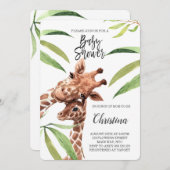 Giraffe Mam en Baby Greenery Eucalyptus Baby showe Kaart (Voorkant / Achterkant)