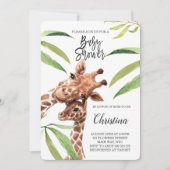 Giraffe Mam en Baby Greenery Eucalyptus Baby showe Kaart (Voorkant)