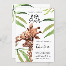 Giraffe Mam en Baby Greenery Eucalyptus Baby showe Kaart