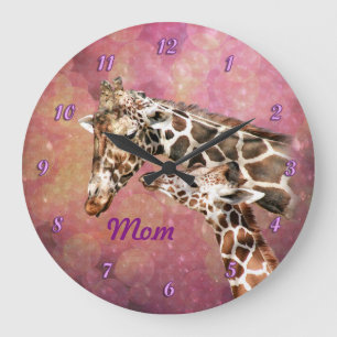 Giraffe Mam en Baby Grote Klok