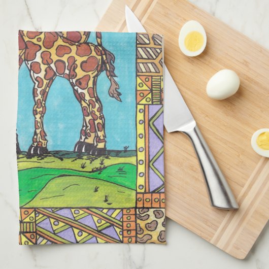 Giraffe Mam en Baby keukenhanddoeken (Quarter Fold)