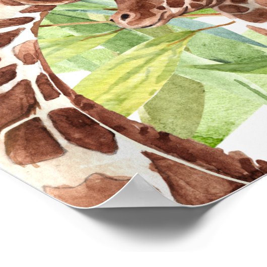 Giraffe Mam en Baby Poster (Hoek)