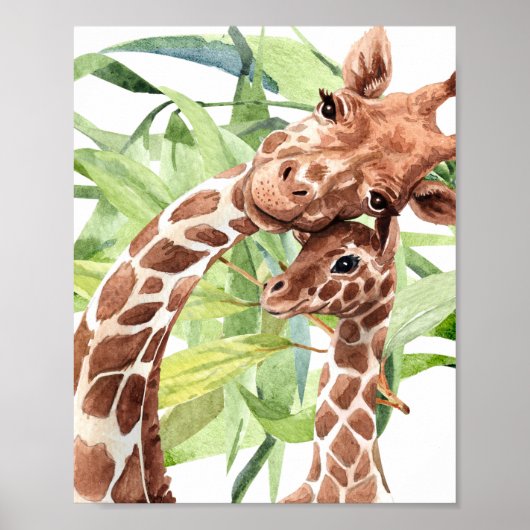 Giraffe Mam en Baby Poster (Voorkant)