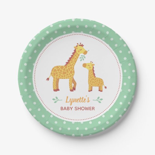 Giraffe Mam en Baby shower Party Supplies Papieren Bordje (Voorkant)