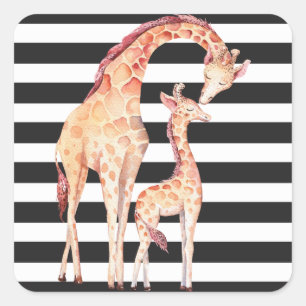 Giraffe Mam en Baby Stripes Stickers