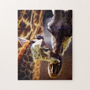 Giraffe Mam en Calf, Jigzaag Puzzle Legpuzzel