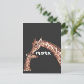 Giraffe Mam en Kind Bond zoenen Briefkaart (Staand voorkant)