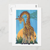 Giraffe Mama en Baby Briefkaart (Voorkant / Achterkant)