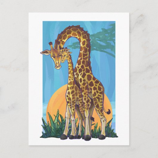 Giraffe Mama en Baby Briefkaart (Voorkant)