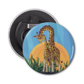 Giraffe Mama en Baby Button Flesopener (Voorkant)