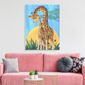 Giraffe Mama en Baby Canvas Afdruk (Insitu (Woonkamer))