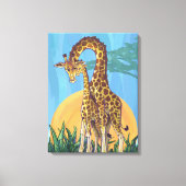 Giraffe Mama en Baby Canvas Afdruk (Voorkant)
