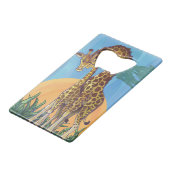 Giraffe Mama en Baby Creditkaart Flessenopener (Voorkant Gekanteld)
