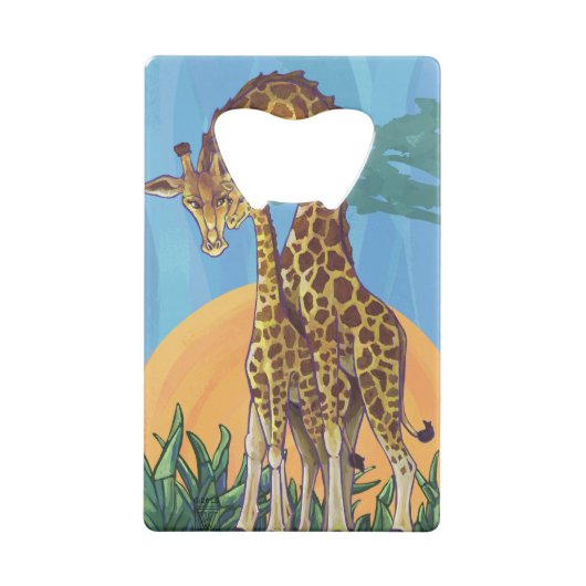 Giraffe Mama en Baby Creditkaart Flessenopener (Achterkant)