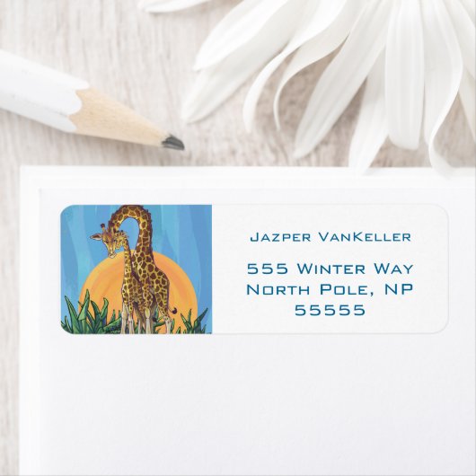 Giraffe Mama en Baby Etiket (Insitu)