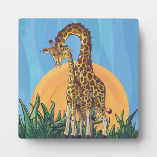Giraffe Mama en Baby Fotoplaat