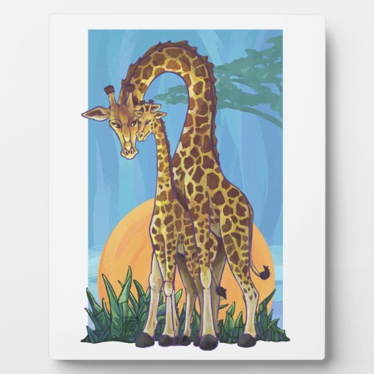 Giraffe Mama en Baby Fotoplaat (Voorkant)