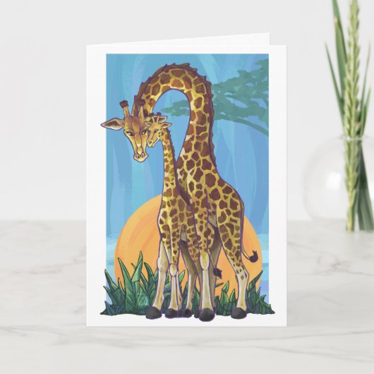 Giraffe Mama en Baby Happy Moederdag Kaart (Voorkant)