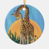 Giraffe Mama en Baby Keramisch Ornament (Voorkant)