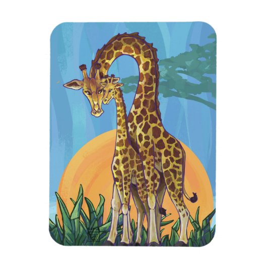 Giraffe Mama en Baby Magneet (Verticaal)