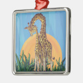 Giraffe Mama en Baby Metalen Ornament (Links)