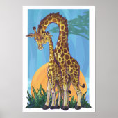 Giraffe Mama en Baby Poster (Voorkant)