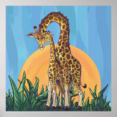 Giraffe Mama en Baby Poster (Voorkant)