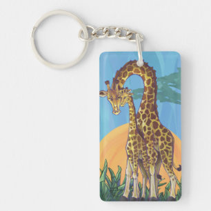 Giraffe Mama en Baby Sleutelhanger
