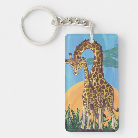 Giraffe Mama en Baby Sleutelhanger (Voorkant)
