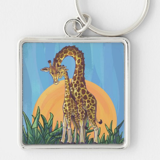 Giraffe Mama en Baby Sleutelhanger (Voorkant)