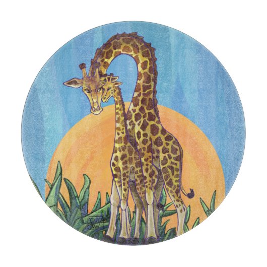 Giraffe Mama en Baby Snijplank (Voorkant)