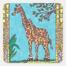 Giraffe Mama en Baby stickers
