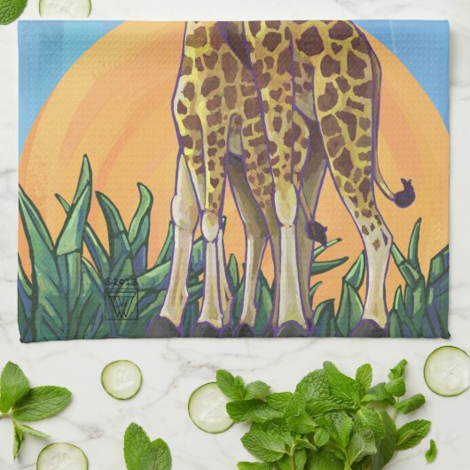 Giraffe Mama en Baby Theedoek (Gevouwen)