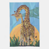 Giraffe Mama en Baby Theedoek (Verticaal)