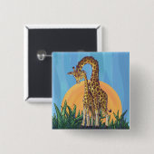 Giraffe Mama en Baby Vierkante Button 5,1 Cm (Voorkant /achterkant)