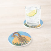 Giraffe Mama en Baby Zandsteen Onderzetter (Zijkant)