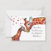 Giraffe mama en haar zoontje bedankt kaart notitiekaartje (Voorkant)