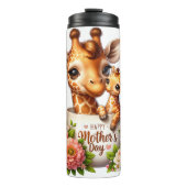 Giraffe mama: Kalf, Bloemen, Moederdag Thermosbeker (Voorkant)