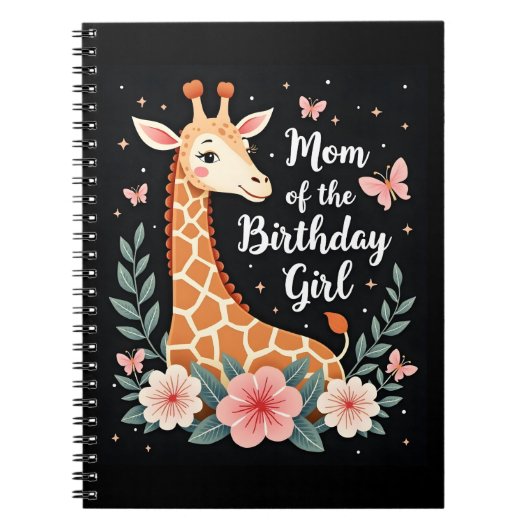 Giraffe Mama van de Verjaardag Meisje Matching Fam Notitieboek (Voorkant)
