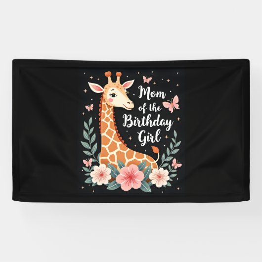 Giraffe Mama van de Verjaardag Meisje Matching Fam Spandoek (Horizontaal)